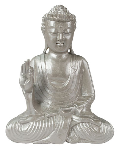 Wooden Buddha Hand Up Silver Finish